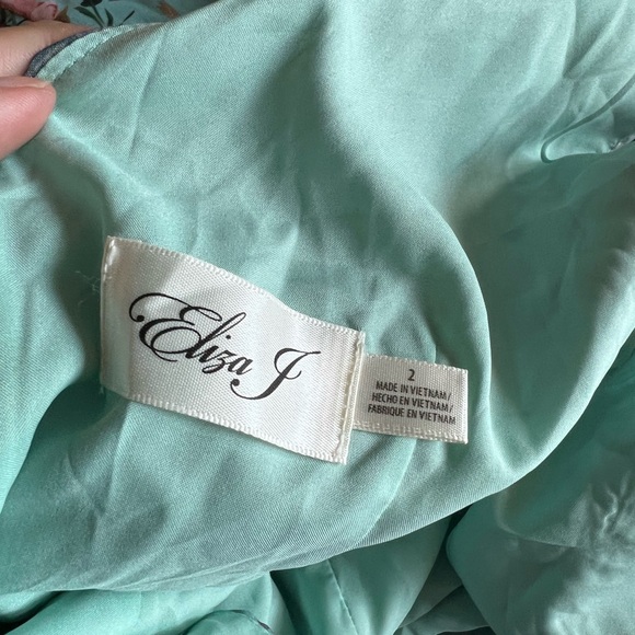 Eliza J Floral Ruffle Trim Calf Midi Dress 2 Mint - Picture 12 of 12